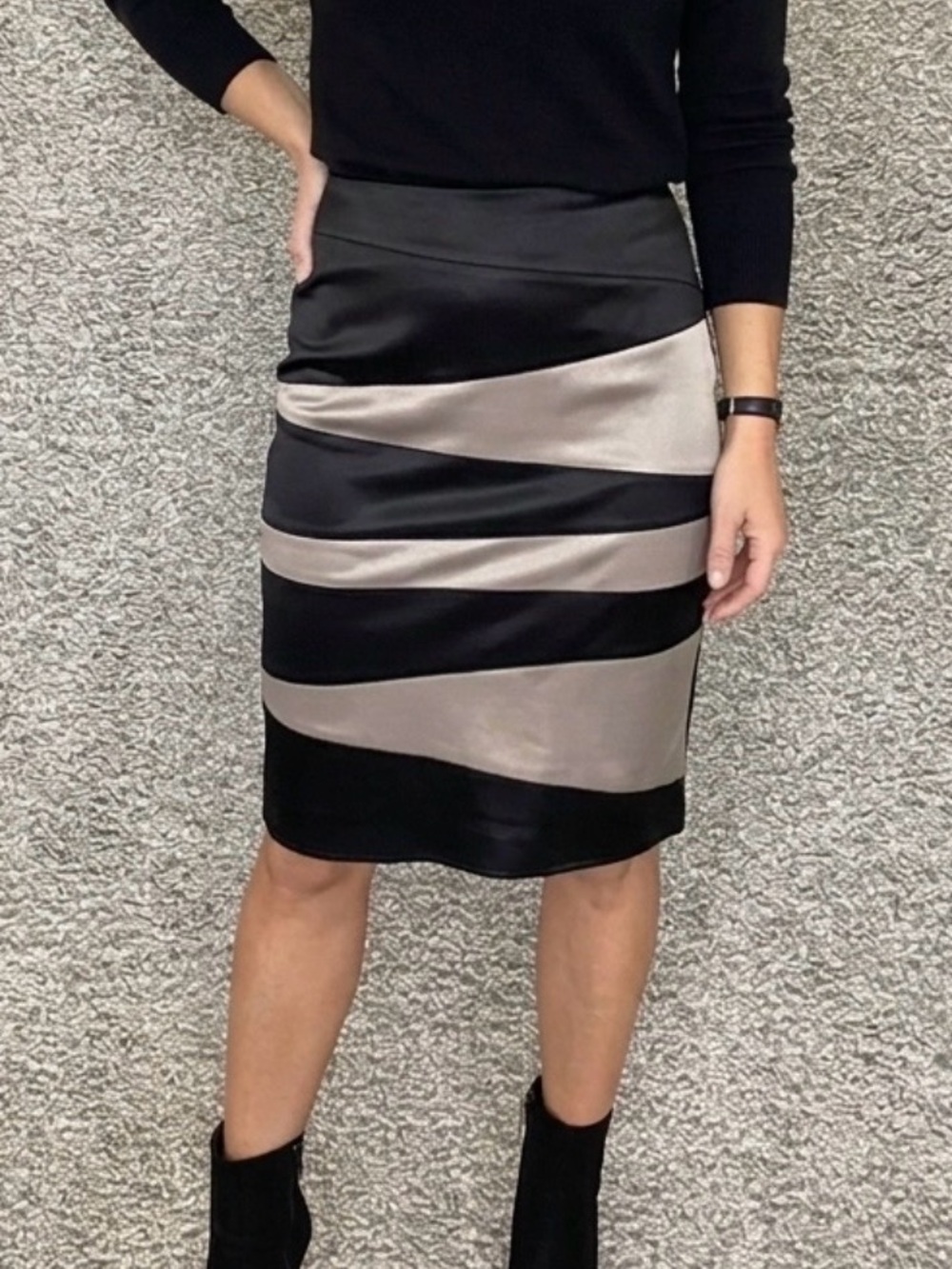 Pencil striped skirt size M (38) Classic Workwear party colorblock straight